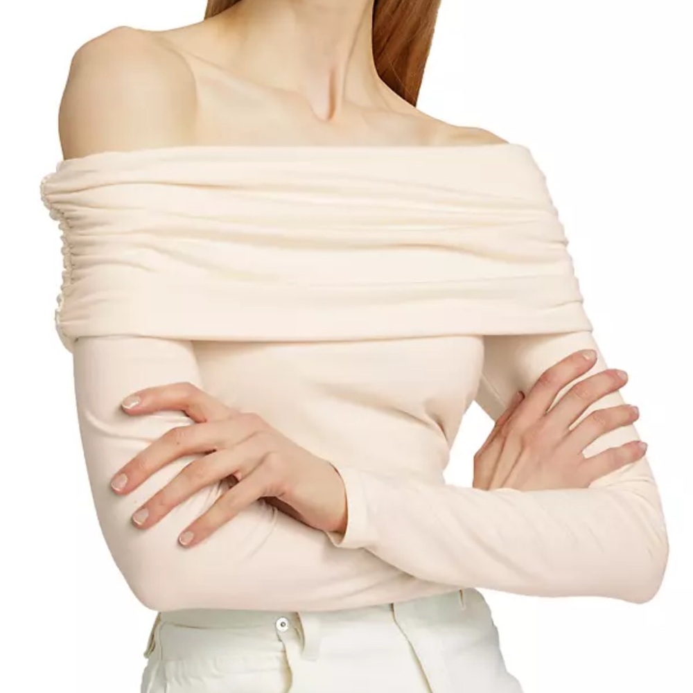 Reformation Off Shoulder Cream Sweater